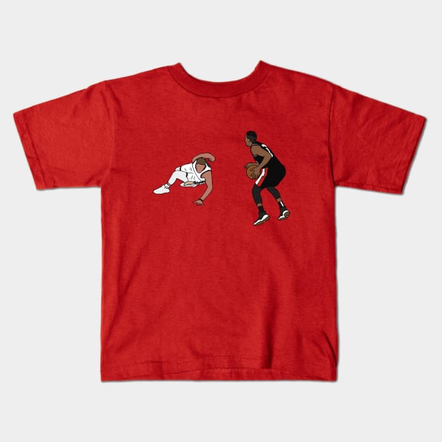 CJ McCollum Crosses Over Donte DiVincenzo Kids T-Shirt by rattraptees